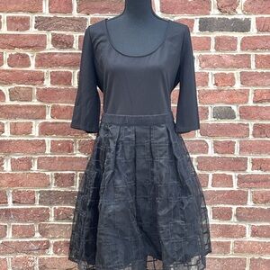 Tracy Reese Black dress with Organza skirt.. 3/4 sleeve.  Good condition.